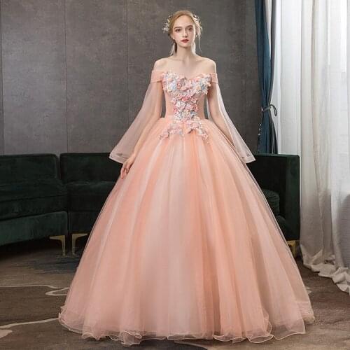 Plus Szie Quinceanera Dresses 2020 New Party Prom Formal Sexy V-neck Ball Gown Off The Shoulder Vintage Lace Quinceanera Dress