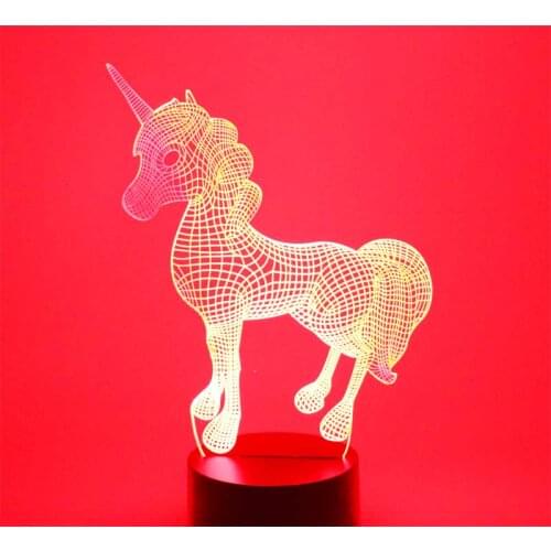 3D LED Night Light Dynamic Unicorn with 7 Colors Light for Home Decoration Lamp Amazing Visualization Optical Illusion Awesome