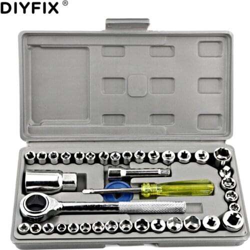 40 PCS Automobile Motorcycle Repair Tool Case Precision Socket Car Wrench Set Sleeve Screwdriver Kit Auto Car Repair Tool Kit