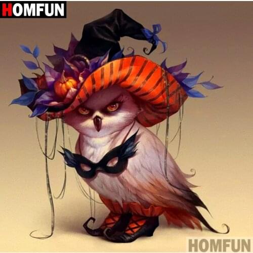 HOMFUN Full Square/Round Drill 5D DIY Diamond Painting "Animal owl" 3D Embroidery Cross Stitch 5D Decor Gift A09491