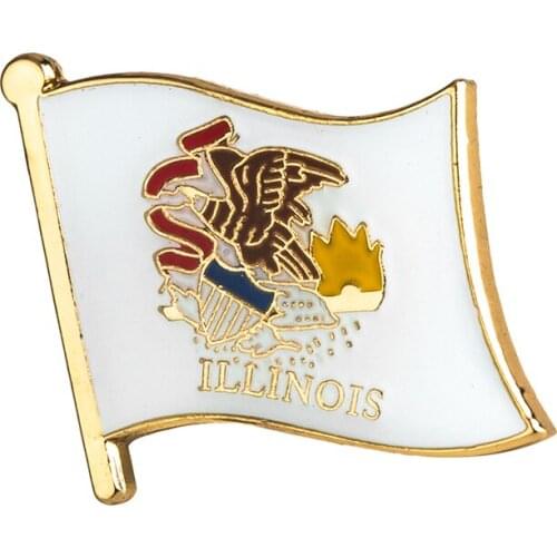 U.S.A Illinois State Badges Flag Badge Flag Lapal Pin On Backpack Pins For Clothes 10pcs XY0209