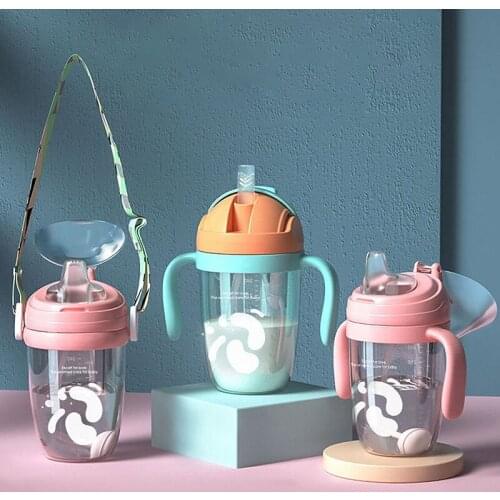 Baby Feeding Bottle Infant Sippy Cups Baby Learning Drinkware for Toddlers Children Leakproof Drinking Cups with Straw Cartoon