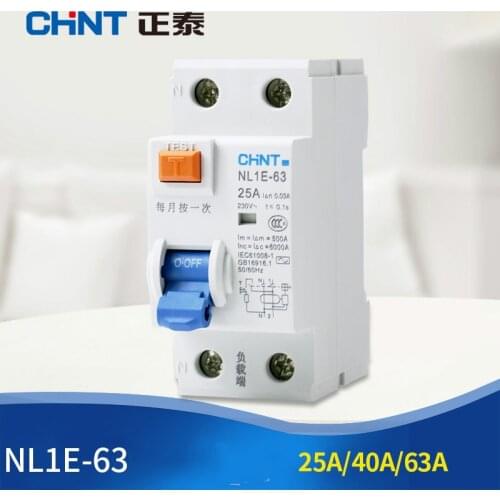 CHINT Original NL1E-63 1P + N 63A Leakage Protector Earth Leakage Residual Current Circuit Breaker New Type ELCB RCCB MCB