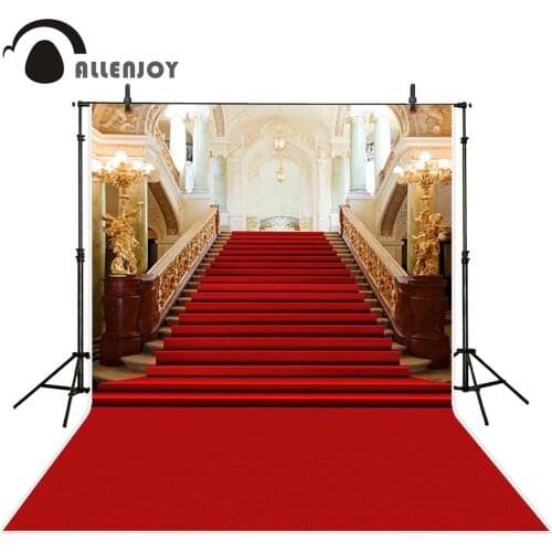 Allenjoy wedding background photography classic palace red carpet vintage stair professional backdrops photobooth photo studio