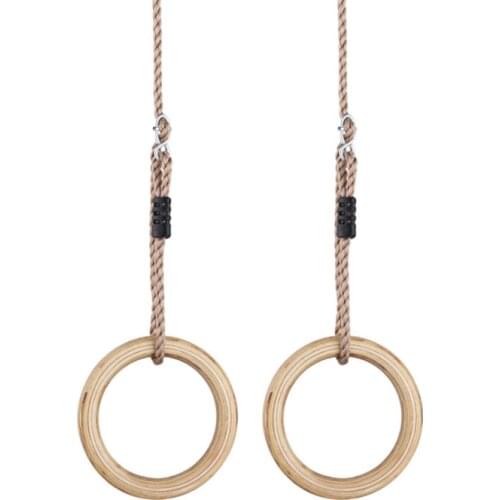 Gymnastics Rings Pull Up Ropes Fitness Gym Exercise Chinning Equipment Athletes Muscle Training Wooden Ring Buckle Toys