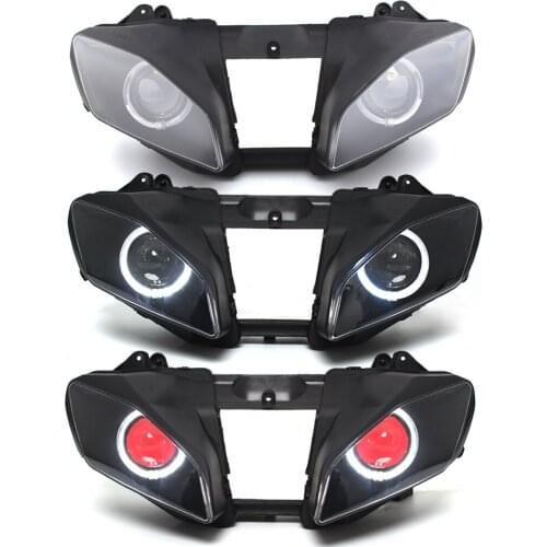 Custom Head light Projector Motorcycle Headlight Assembly HID Angel Eyes & Devil Eyes Light For Yamaha YZF R6 2006-2007
