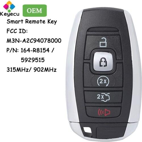 KEYECU OEM Smart Prox Remote Key With 5 Buttons - FOB for Lincoln Continental MKC MKZ Navigator 2017-2020 M3N-A2C94078000