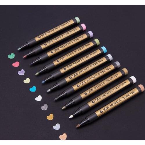 10 Metal Colors Waterproof Permanent Paint Marker Car Tyre CD Stone Glass Wood Graffiti Painting Mark Office School Stationery