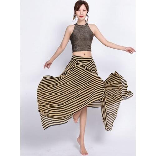 Belly dance suit top + skirt 2pcs clothes The new vest wild stripes top 360 degrees swing skirt 2 style belly dance set
