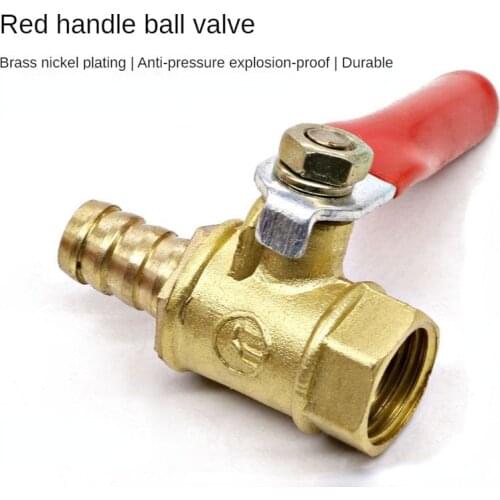Brass Water Oil Air Gas Fuel Line Shutoff Ball Valve Pipe Fittings Pneumatic Connector Controller Handle 6-20MM Hose Barb Inline