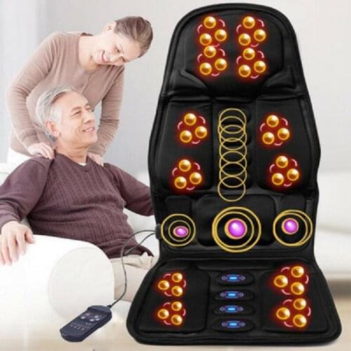 Car Cushion Electric Portable Heating Vibrating Back Massager Chair In Cushion Car Home Office Lumbar Neck Mattress Pain Relief