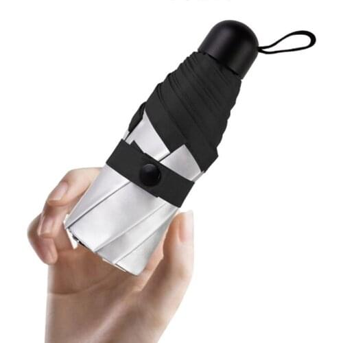 Mini Umbrella Female Sun 5 Folding Pocket Umbrellas Rain Women Anti UV Titanium Silver Parasol Windproof 8K sombrilla playa