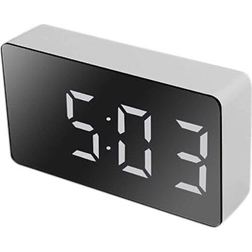 LED Multifunctional Mirror Clock Digital Alarm Snooze Display Time Night LCD Light Table Desktop USB 5v/No Battery Home Decor
