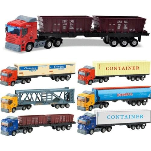 Alloy Metal Car Model Container Truck Diecast Model Educational Toys For Children Kids Christmas Birthday Gift For Boys Vehicle