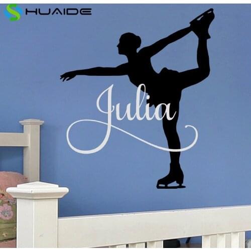 Ice Skating Wall Decal Figure Skating Wall Decal Personalized Name Home Decor Vinyl Wall Stickers For Girls Bedroom Mural A-6