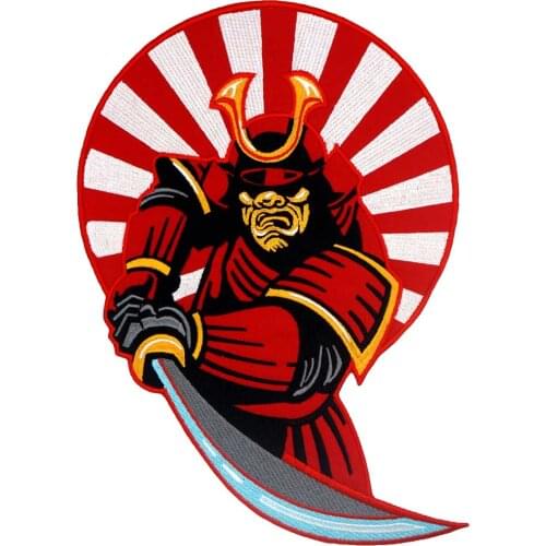 Japanese warrior backing Patch Embroidered Applique Sewing Label punk biker Patches Clothes Stickers Apparel Accessories Badge