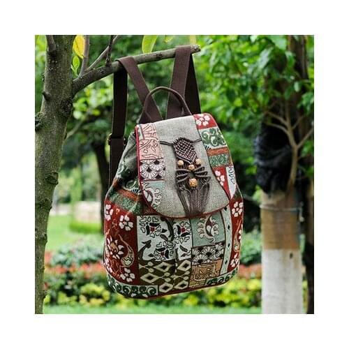 New Fashion national women shopping string appliques backpacks!Nice bohemian embossing casual backrack All-match canvas backruck