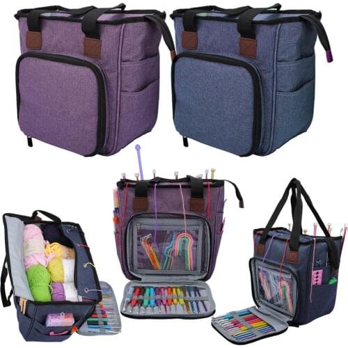 Portable Knitting Bag Wool Yarn Crochet Hooks Storage Bags Sewing Needles Organizer Sewing Knitting Storage Bag Pouch