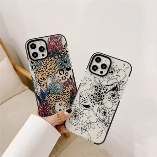 Luxury Cute Tiger Leopard Lens protection clear Soft Case For iphone 11 Pro Max 12 XR X XS 7 8 Plus Shockproof Bumper cover