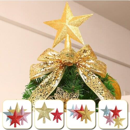 Christmas Decorations Five-pointed Star Christmas Tree Top Ornaments Gifts Fabric Ornament Decoration Props For Home Indoor