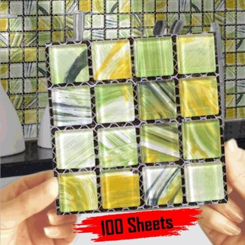 Mosaic Self Adhesive PVC Waterproof Stickers Kitchen Stove Oil And High Temperature Resistant Wall Stickers Removable Wallpaper