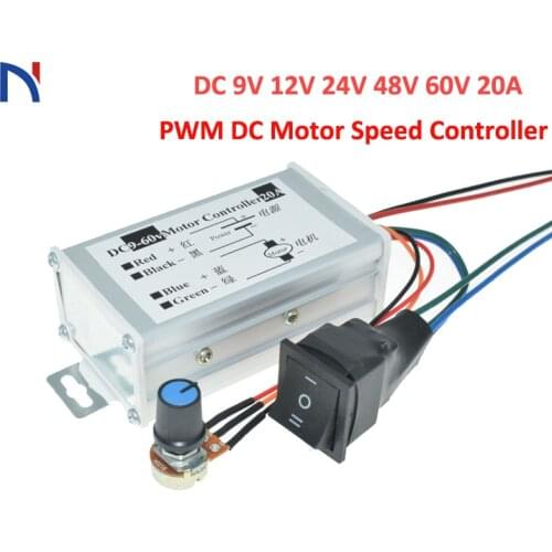 PWM DC Motor Speed Controller DC 9V 12V 24V 48V 60V 20A Reversible Motor Speed Controller Regulator Driver PWM