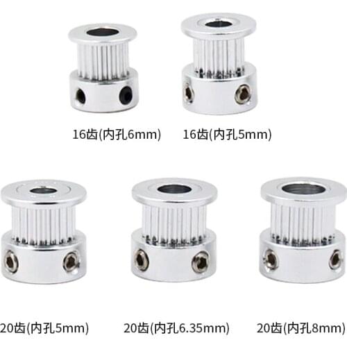 GT2 Timing Pulley 20 teeth Bore 5mm 6mm 6.35mm 8mm for Width 6mm GT2 synchronous belt 2GT Belt pulley 20teeth 20T 10pcs