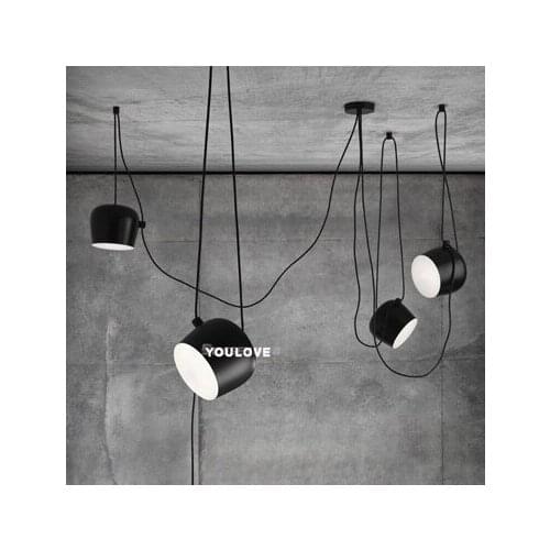 Nordic Small Drum Chandelier Lights Fixture White/Black Single Droplight Cafes Coffee Shops Restaurant Lamps Hanging Lighting