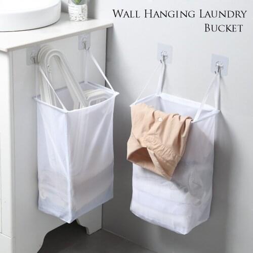 Foldable Wall Hanging Laundry Basket Underwear Socks Storage Barrel Bucket Clothing Storage Bag Bathroom Laundry Organizer Bag