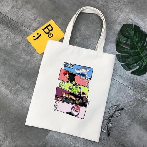 SK8 The Infinity Shopper with Anime Shoulder Tote Woman Reusable Shopping Bag Ladies Cartoon Eco Canvas Bag White Handbags
