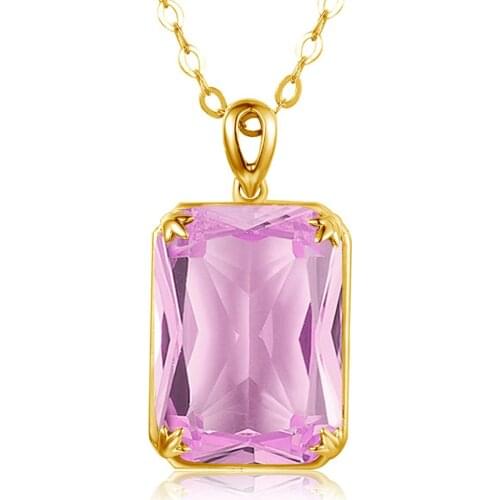 Szjinao Square Shape Natural Healing Stone Pendants Women Pink Crystal Pendant Necklace Fine jewelry Birthstone Direct Selling
