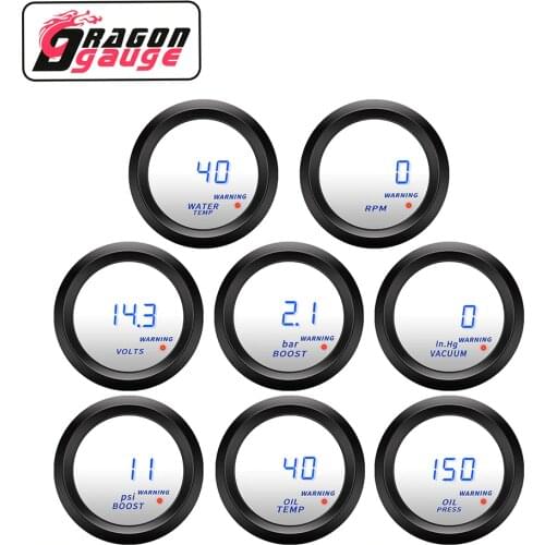 DRAGON GAUGE Tachometer Voltmeter Vacuum Water Temp Oil Temp Oil Press Boost Gauge Digital Display Car Gauge With Warning Light