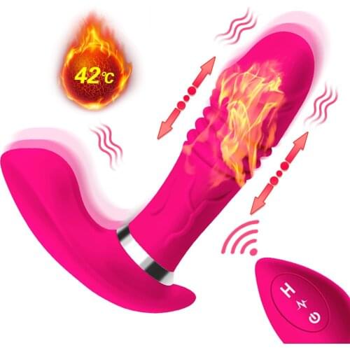 Telescopic Vibrator Wearable Butterfly Heating Dildo Panties Vibrator G Spot Stimulator Wireless Remote Control SexToys forWomen