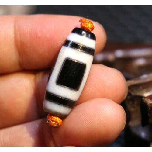 Treasure Unique Magic Power Tibetan Old Agate Silver Inlaid Heaven&Earth Small dZi Bead Totem TT Timestown UPD0205A