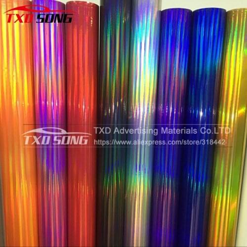 60X149CM/Lot Chrome rainbow vinyl Car holographic vinyl sticker with 3 layers for car wholebody decoration by free shipping