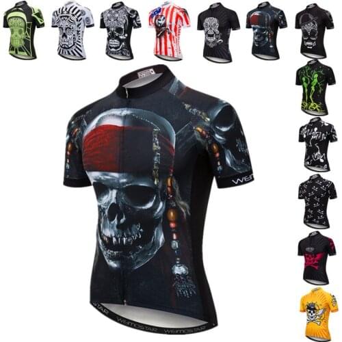Weimostar Pirate Skull Cycling Jersey Men Summer Pro Team MTB Bike Jersey Top Quick Dry Bicycle Shirt Polyester Cycling Clothing