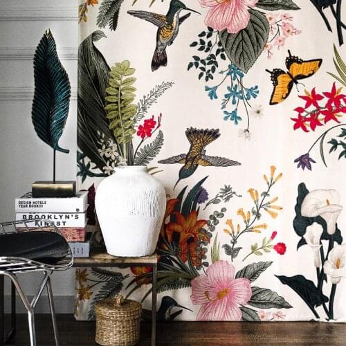 Blackout Curtains For Living Room Bedroom Luxury Velvet Curtain Birds Flower Printed Blinds Creative Drapes Curtain Eco-friendly