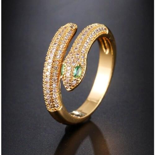 Womens snake shaped zircon ring 3A cubic zirconia high quality classic personality womens ring popular jewelry