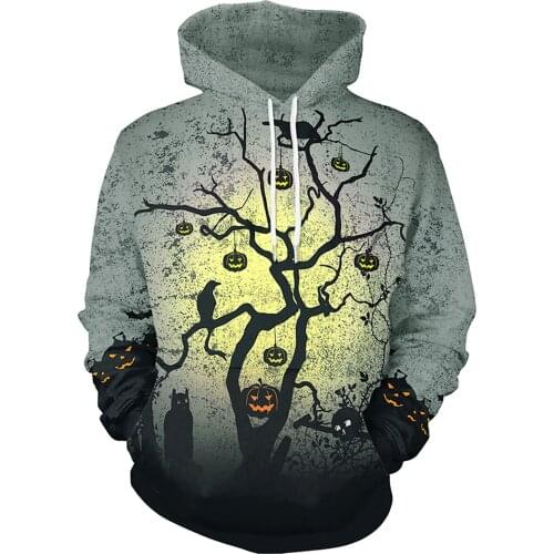 Winter Streetwear Fleece Hoodie Mens Oversized Pumpkin 3d Print Pullover Warm With Pocket Blouse Comfy Long Sleeve Sweater Худи