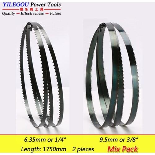 2 Pieces 10" 1750mm Band Saw Blades. 1750mm x 6.35mm(1/4") or 9.5mm(3/8") With 6, 14Tpi Woodworking Band Saw Blade Cutting Curve