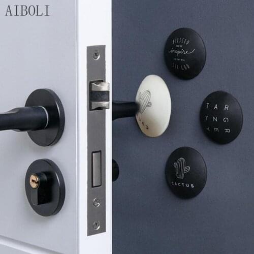 4pcs Door Stoppers Handle Shockproof Adhesive Pads Door Knob Lock Bumpers Guard Stoppers Wall Drop Ship Silicone Protector