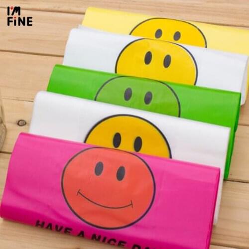 50pcs Transparent Bags Shopping Bag Supermarket Plastic Bags With Handle Food Packaging