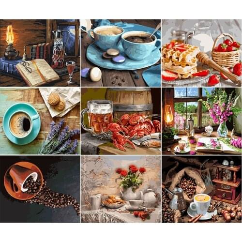 5D Diamond Painting Coffee Food Full Square/Round Drill Cross Stitch Diamond Embroidery Snow Scene Home Decoration