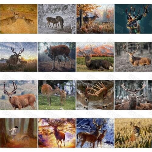 Diy Diamond Painting Modern Animals Wild Protected Animals Elk Deer Niche Creativity In Nara Japan Hanging Paintings