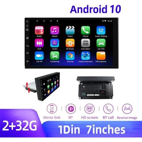 Adjustable 1DIN 7 Inch Car Stereo Radio Android 10.0 Touch Screen Universal GPS Navigation FM Multimedia Video Player carplay