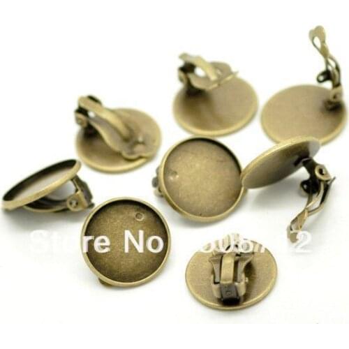 Free shipping!!! 500pcs/lot Bronze Tone Round Cabochon Earring Clips Findings 21mm x 20mm(pad 18mm)