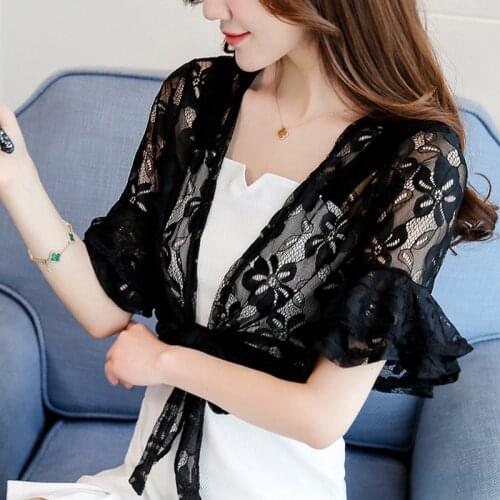 Black White Lace Shrugs For Women Bolero Floral Wedding Bridal Jacket Cape Dress Party Top Cover Up Open Front Cardigan Wraps