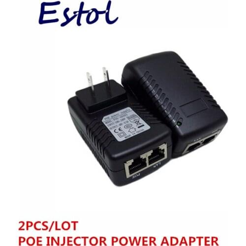 DC48V 0.5A 10/100Mbps PoE Injector Power Over Ethernet Adapter,pin 4/5(+),7/8(-) AC100-240V,IP Camera U.S.A Standard 2 Flat Pins