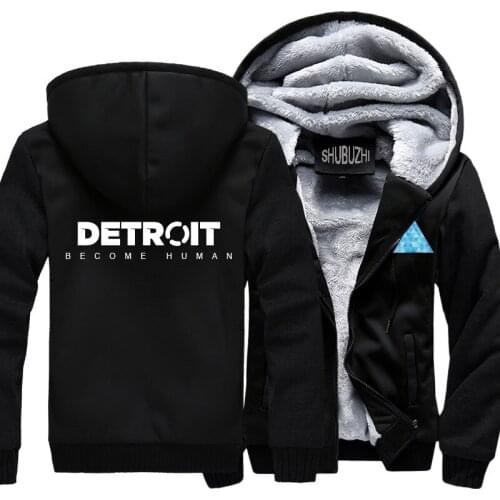Detroit: Become Human Hoodies Mens Jackets Winter Fleece Zipper Thicken Men Hooded Hoodies shubuzhi brand Sweatshirts EURO SIZE