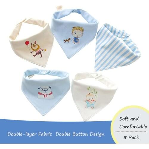 Baby Bibs Pure Cotton Triangle Saliva Towel for Children Double Snap Button Bibs for Baby Boy and Baby Girl 5 pcs/lot Baby Goods